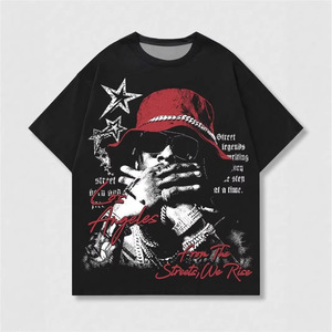 Camiseta de Jersey 100% Algodón para Hombre, Estampada, Talla Grande, Diseño Urbano, Transpirable, Manga Corta, para Verano - Product Image 1