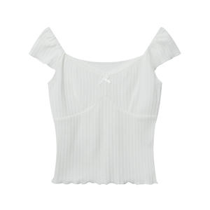 Tops cortos de manga corta para mujer, Camisetas Básicas de cuello cuadrado de Color sólido de verano para fiesta, ropa de calle - Product Image 3