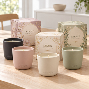 Vela Aromática Aikun Ivory en Taza de Cerámica con Una Sola Mecha, Caja de Regalo Floral Rígida con Bisagras, Empaque Personalizado, Pedido al por Mayor para Regalos Corporativos - Product Image 2