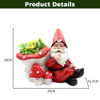 Figurine de Père Noël gnome avec pot de fleurs en forme de champignon, statue de jardin festive, décoration de Noël pour la maison et l'extérieur