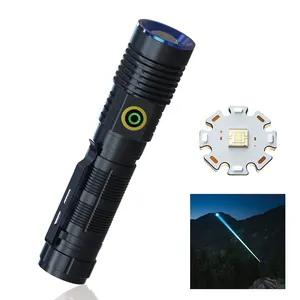 Senter laser putih portabel isi ulang daya, lampu senter mini USB cerdas daya tinggi untuk cahaya super terang LED