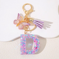 Porte-clés mousqueton personnalisé avec logo et initiales, couleurs assorties, en cristal et résine, style européen et américain, écologique pour femmes