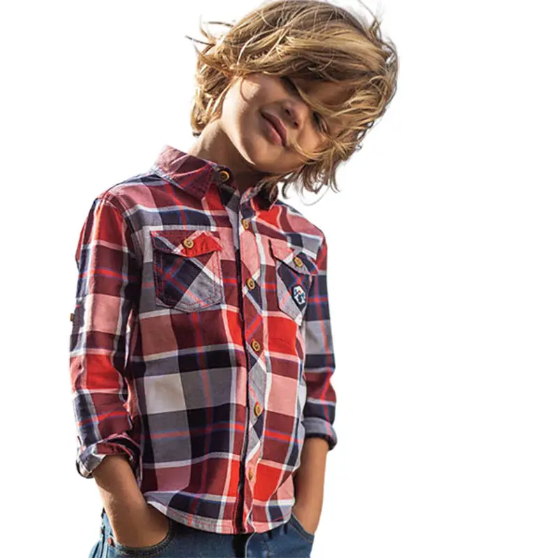 2023 Guangdong Hersteller Boys Spring/Autumn Casual Plaid Langarm Boys Shirt Anzug für Kinder Shirt für Jungen