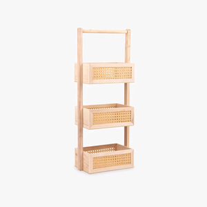 Échantillon gratuit Eco Go Étagère portable en <span class=keywords><strong>bambou</strong></span> et <span class=keywords><strong>rotin</strong></span> pour salle de bain Étagère autoportante en <span class=keywords><strong>bambou</strong></span> pour échelle Étagères de rangement pour la décoration de la chambre - Product Image 1