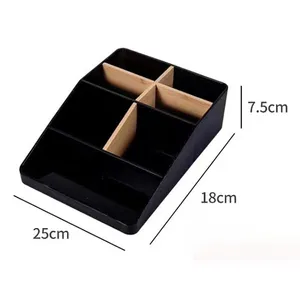 Set di organizzazione di accessori per il bagno a 7 scomparti organizzatore di trucco elegante in plastica di bambù con divisori