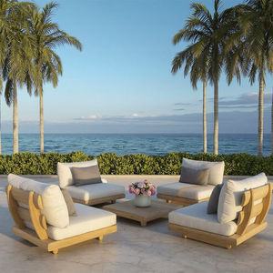 Set Moderno di Tavolo e Divani da Esterno in <span class=keywords><strong>Legno</strong></span> di Teak su Misura, Arredamento per Appartamenti, Patio, <span class=keywords><strong>Giardino</strong></span>, Cortile, Hotel, Soggiorno, Impermeabile - Product Image 5