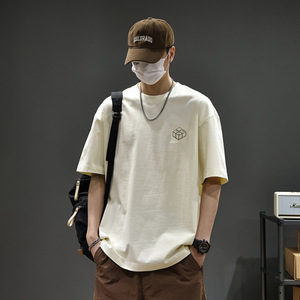เสื้อยืดดีไซน์เนอร์แบบดรอปชิปปิ้ง สกรีนโลโก้สไตล์อเมริกันเรโทรเท่ๆ น้ำหนัก 280 กรัม ผลิตจากผ้าฝ้ายแท้สำหรับผู้ชาย เหมาะสำหรับฤดูร้อน - Product Image 6