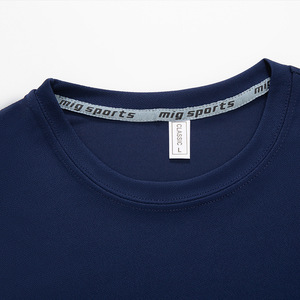 T-shirt col rond en pur coton bleu foncé, fin, à séchage rapide, pour le travail, le sport, uniforme, style groupe d'entreprise - Product Image 4