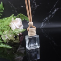 Flacon de parfum en verre transparent automatique de 10 ml, plat, vide, à suspendre, avec logo personnalisé pour désodorisant de voiture
