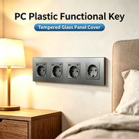Prise murale UBARO 4 gangues EU 16A 250V avec panneau en verre trempé et 3 ports de charge USB A+C, type 295