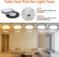 Lampu Plafon LED Double Ring 13 inci 36W Warna Nikel Brushed 5CCT Dimmable untuk Kamar Tidur dari Gudang USA