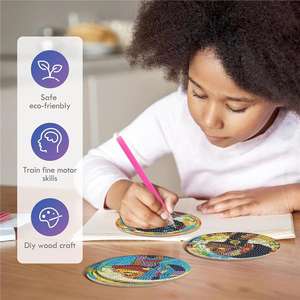 ชุดทำจานรองแก้วเพชร DIY ลายผู้หญิงผิวดำแบบกำหนดเอง งานศิลปะเพชรบนแก้วหลากสี สำหรับเครื่องดื่ม กาแฟ อุปกรณ์งานฝีมือ - Product Image 5