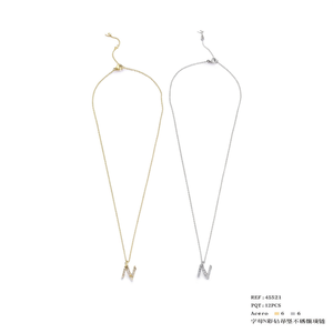 Collier avec pendentif en forme de lettre N en diamant, chaîne en acier inoxydable, 12 pièces, Acero 6 6 - Product Image 2