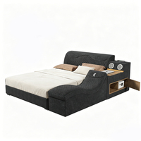 King-Size Luxus-Stoffbett mit USB HD-Projektor Modernes Design Drehfunktion Multifunktionales Klappbares Sofabett Maßgefertigt