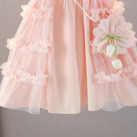 Robes pour filles 2026, robes pour enfants avec des fleurs roses en patchwork, robe sans manches pour filles, robe de fête pour filles