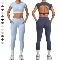 Ensemble de vêtements de yoga pour femmes, chemise blanche à manches courtes avec col, débardeur, pantalon de sport, fitness, yoga