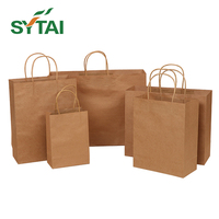 Sacs en papier Kraft brun, pour Restaurant, personnalisés, à emporter, livraison, emballage d'aliments, 50 pièces