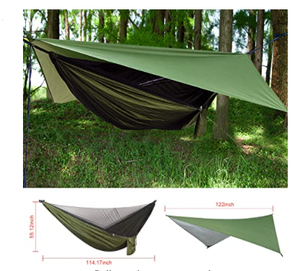 Woqi Léger hamac De Camping en plein air avec Pluie Mouche Bâche et <span class=keywords><strong>Moustiquaire</strong></span> En Nylon portable - Product Image 3