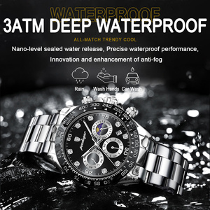 Relojes de Pulsera de Cuarzo Poedagar para Hombre, Nuevos, de Moda, Ultrafinos, con Cronógrafo, Calendario, Resistentes al Agua, con Correa de Acero Inoxidable - Product Image 2