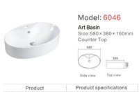 Céramique Sanitaire Art Bassin Comptoir Ovale Solide Céramique Salle De Bains Bassin Lavabo Premium Vanité Lavabo