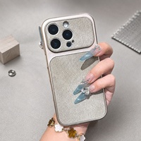 Coque de téléphone brodée motif denim, luxe, antichoc pour iPhone