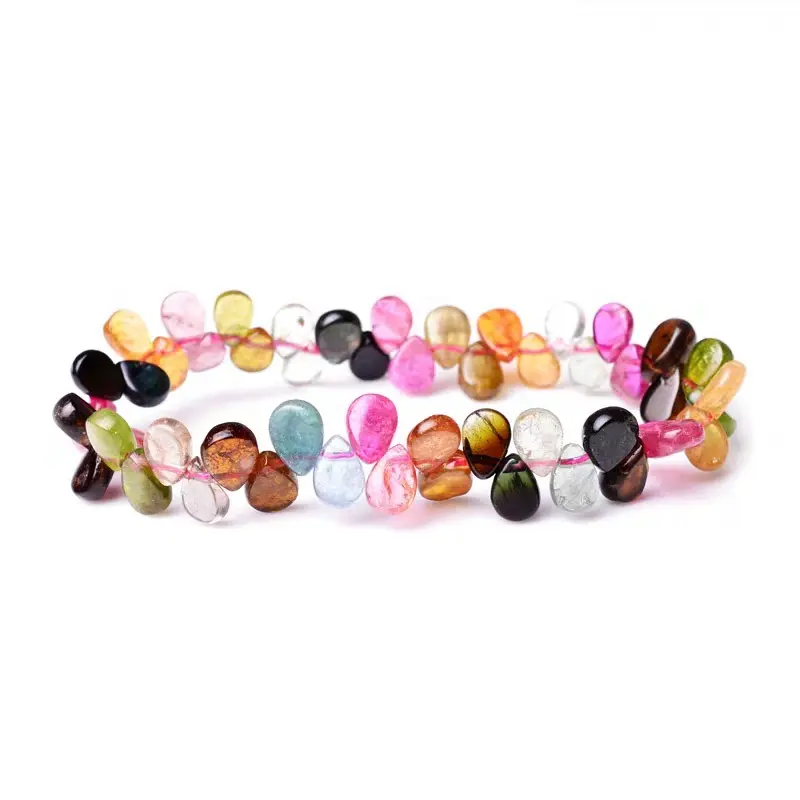 Natural multi tourmaline Gemstone Micro faceted Pear tourmaline gemstone Briolette Beads Size 8*10 mm 8 Inch Strand