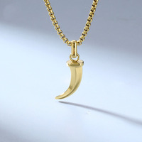 Collier pendentif pour homme en acier inoxydable plaqué or, design punk vintage, griffe de loup viking, bijoux de mode