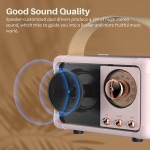 Haut-parleur sans fil rétro, <span class=keywords><strong>radio</strong></span> vintage BT 5.0, mini haut-parleur portable, son stéréo HD pour la maison, la cuisine, le bureau, décoration - Product Image 5
