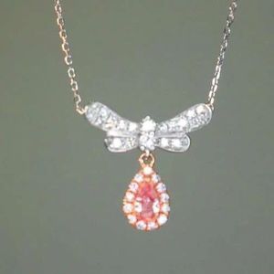 สร้อยคอทองคำแท้ 18K ยี่ห้อ Xinfly Dropshipping ประดับเพชรชมพูธรรมชาติ 0.328 กะรัต รูปทรงหยดน้ำสำหรับสาวๆ - Product Image 4