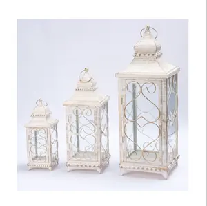 Wholesale Wedding decor metal wood glass lanterns metal candelabra lantern for home hotel indoor and outdoor decoration