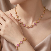 Bracelet et collier en acier inoxydable 316L Cleef Zircon, trèfle à quatre feuilles, délicat, plaqué or 18K PVD, bijoux pour femmes, ensembles cadeaux