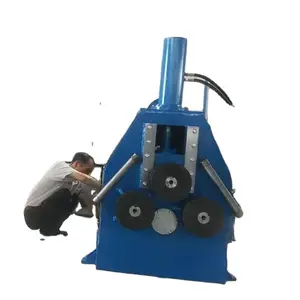 Hecho en China, máquina dobladora redonda hidráulica, máquina dobladora de tubos de eje grande de tres rodillos, equipo doblador