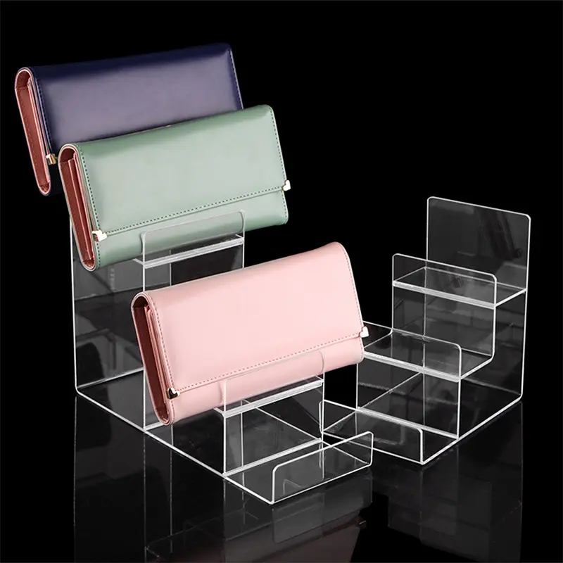 5 Tiers Clear Acrylic Wallet Display Stand Handbag Holder Lucite Purse Display Riser Clutch Bag Display Stand
