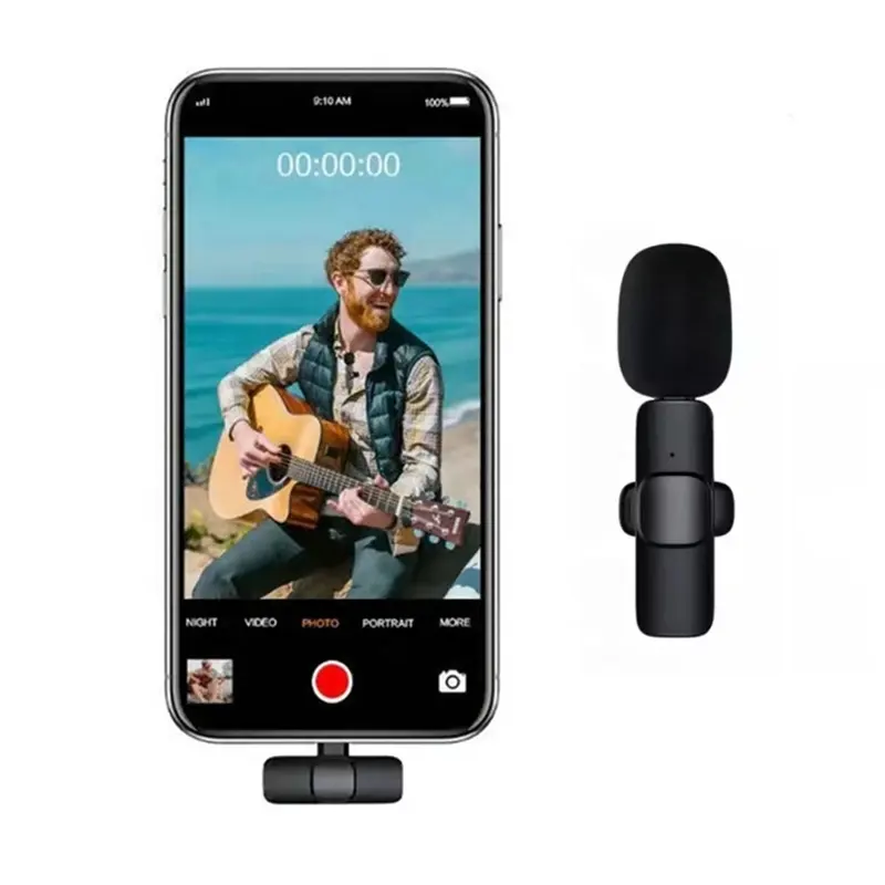 Light-weight Wireless Lavalier Microphone for Smart Phones Live Streaming Ultra-Low Latency Mini Microphone 2.4G For Android IOS
