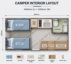 Camper de Fibra de Vidrio para Camioneta, Autocaravana, <span class=keywords><strong>Caravana</strong></span> para Acampar, Fabricada para Camionetas - Product Image 3