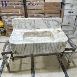 Évier de salle de bain mural moderne en marbre doré Calacata Meuble-lavabo pour maquillage Évier de cuisine pour la maison pour la main - Product Image 3