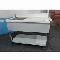 Évier de cuisine extérieur de Restaurant, bol en acier inoxydable, simple, avec égouttoir et sous-étagère