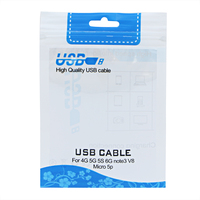 Emballage de câbles USB étanches et à l'humidité, en poly, qualité professionnelle, avec fermeture éclair, vente en gros, pièces