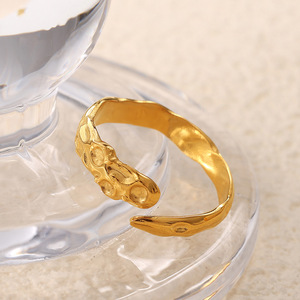 European Style Gold <b>Ring</b> 7mm Irregular Opening Geometric Design Unisex Jewelry Gift - Product Image 1