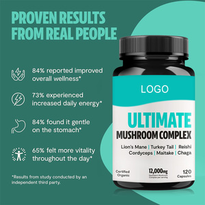 きのこコンプレックスカプセルハーブサプリメント有機マイタケエキス有機チャガエキス有機ターキーテールエキス - Product Image 3