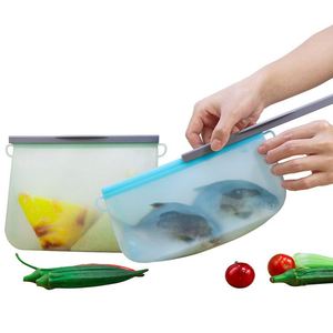 Custom BPA Free Reusable Food Grade Ziplock Silicone Freezer Food Storage <b>Bag</b> <b>Zip</b> <b>Lock</b> Stand up Leakproof Seal Silicon Food <b>Bags</b> - Product Image 2