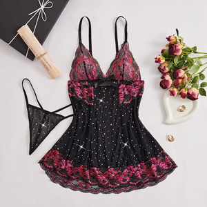 Regalo di san valentino <span class=keywords><strong>Sexy</strong></span> e allettante tuta di pizzo con Design gonna a canotta nera reggiseno Panty Nighty - Product Image 2