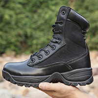 Bottes tactiques d'entraînement du désert en cuir noir de 8 pouces de haut pour hommes, bottines antidérapantes en daim et ciment