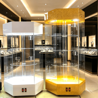 Vitrine de présentation en acrylique pour couteaux avec éclairage LED pour magasin de détail, vitrine rotative à 360 degrés en acrylique