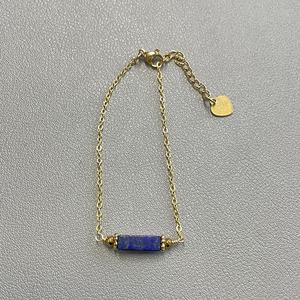 2025 Vintage Style ternir sans véritable plaqué or en acier inoxydable Lazurite bijoux populaire cadeau Nature pierre collier fait main - Product Image 5