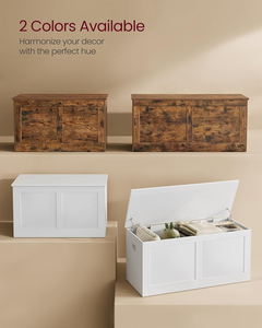 Organisateur de jouets en bois de style campagnard, <span class=keywords><strong>coffre</strong></span> de rangement avec 2 charnières de sécurité, banc à chaussures d'entrée, grande capacité, boîtes de rangement, bacs - Product Image 4