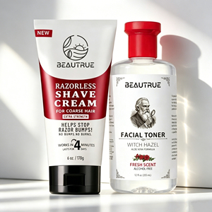 <span class=keywords><strong>Crème</strong></span> de Rasage Sans Rasoir, <span class=keywords><strong>Crème</strong></span> Épilatoire au Beurre de Karité et Tonique à l'Hamamélis, Soin de la Peau Lisse et Sans Irritations pour Hommes - Product Image 1