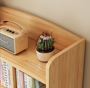 Современный отдельностоящий книжный шкаф из массива дерева с местом для хранения для небольших помещений или углов — для гостиной и школы - Product Image 2