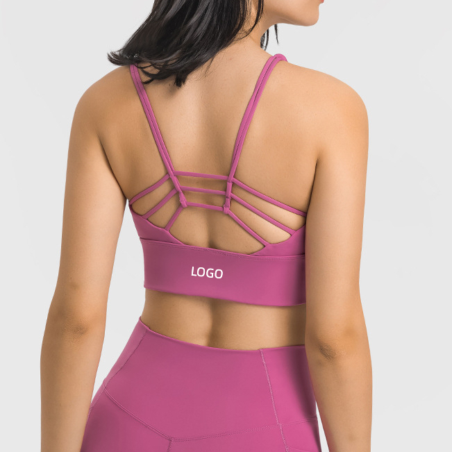 New Arrival High-strength Shockproof Upper Support Sports Bra V Shape Thin Strap Crossing Beauty Back Exercise Underwear Female