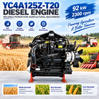 Moteur diesel SCDC Yuchai YC4A125Z-T20 92 kW 2300 tr/min 4 cylindres à injection directe refroidi par eau pour moissonneuse-batteuse à maïs 3-4 rangs